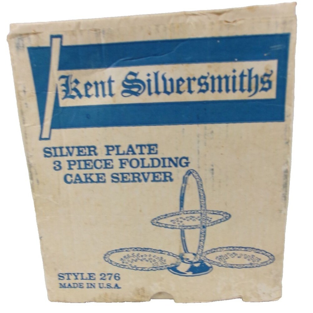 Vintage Kent Silversmiths Silver Plate 3 Piece Folding Cake Server 276 USA w Box
